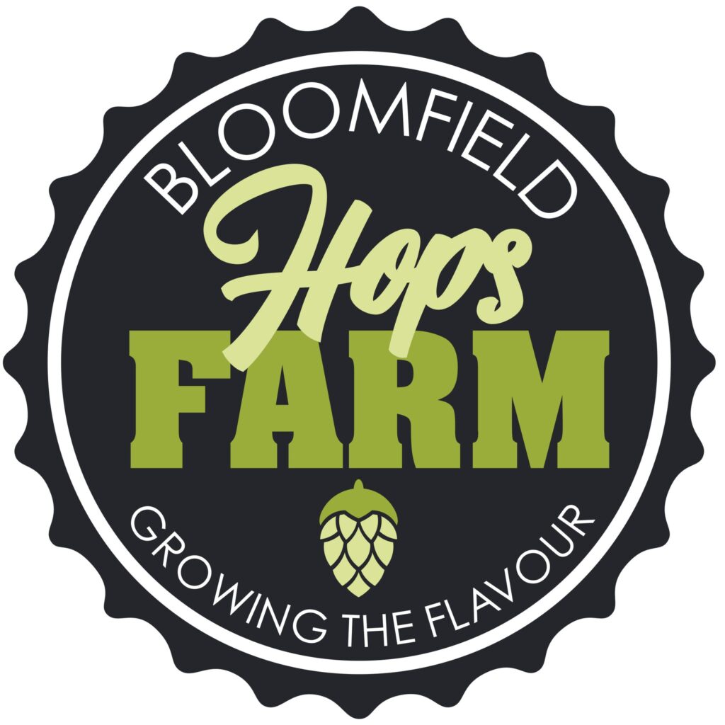 Image of logo for Bloomfield Hops Farm. We produce hops for brewing beer. Hops also have medicinal and health benefits..